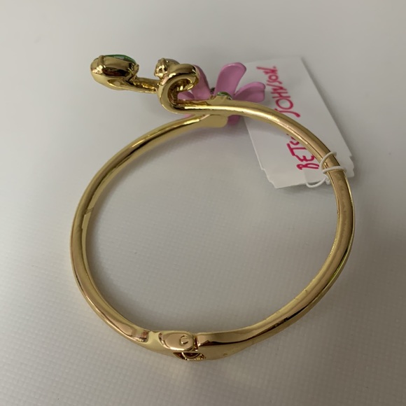 Betsey Johnson Gold Tone Hinged Flower and Crystal Bracelet - Picture 3 of 6